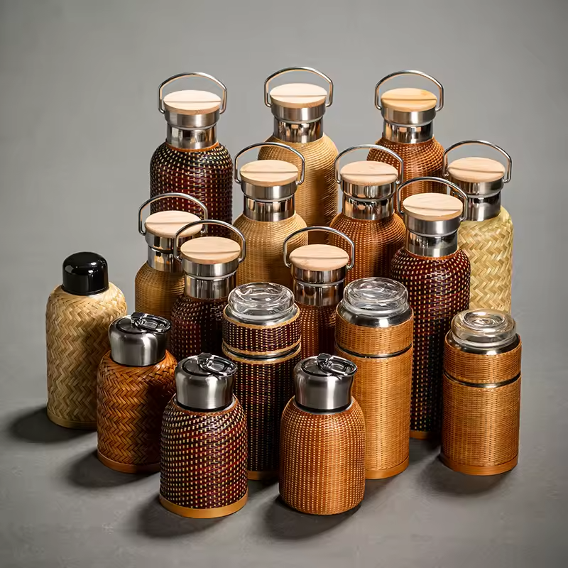 Bamboo Woven Thermos Cup