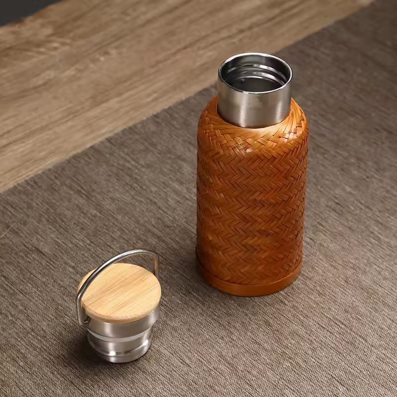 Bamboo Woven Thermos Cup